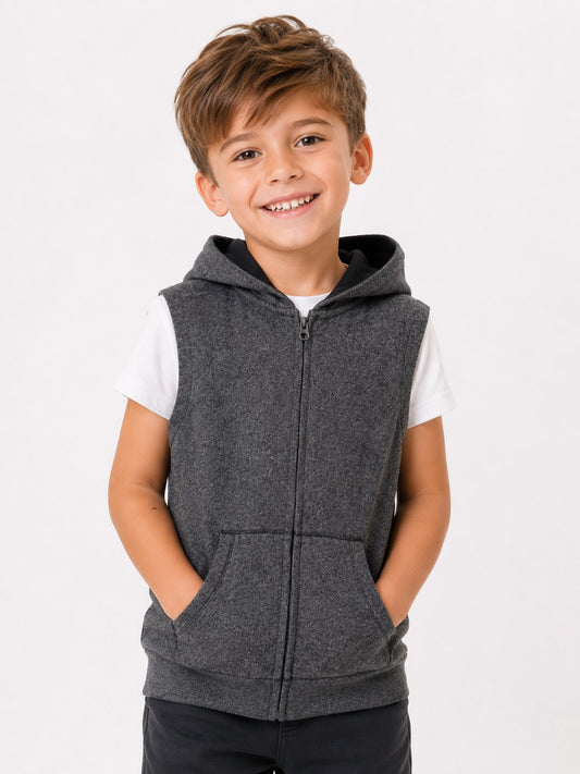 Boys Sleeveless Full Zipper Swearshirt