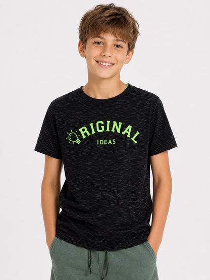 Boys Black Slub T Shirt