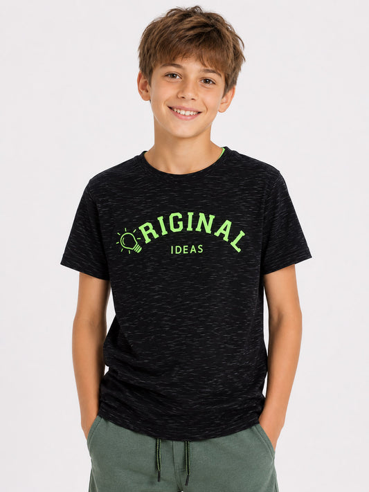Boys Black Slub T Shirt