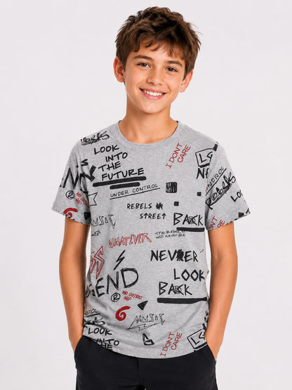 Boys Grey AOP T Shirt