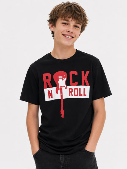 Boys Printed T Shirt Black