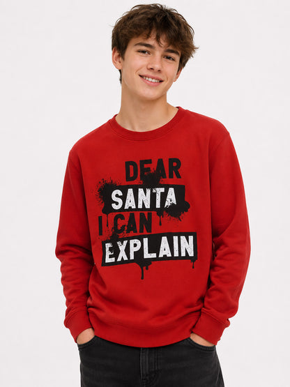 Boys Pullover Christmas Red Sweatshirt