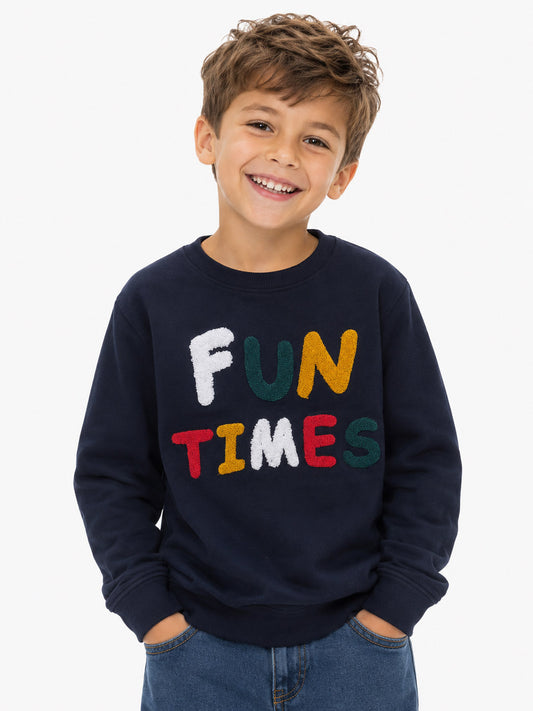 Boys Navy Applique Pullover Sweatshirt