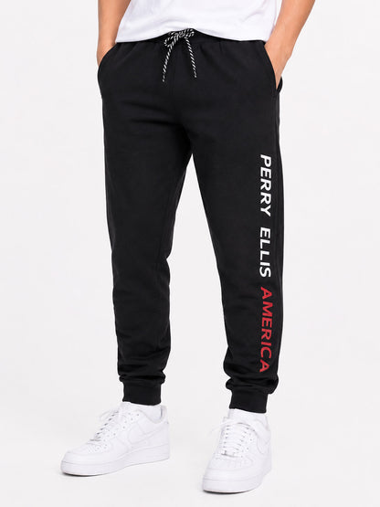 Boys Printed Black Jogger