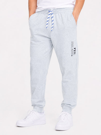 Boys Printed Fleece Grey Jogger