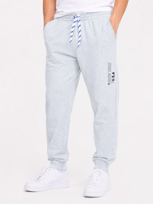 Boys Printed Fleece Grey Jogger