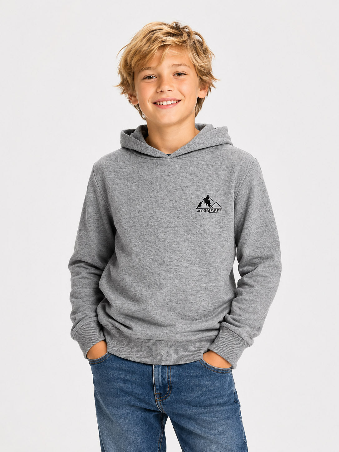 Boys Hooded Pullover Grey Sweatshirt