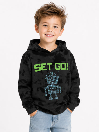 Boys Hooded Pullover Black Sweatshirt