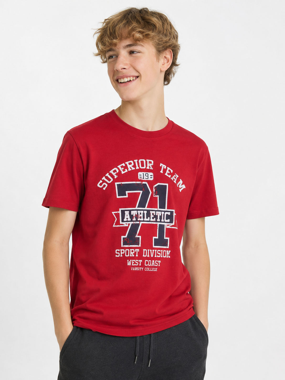 Boys Printed T Shirt Red