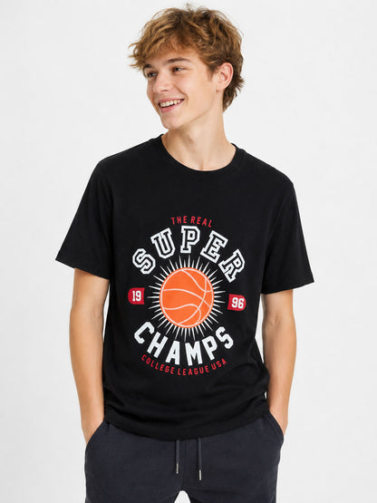 Boys Printed T Shirt Black