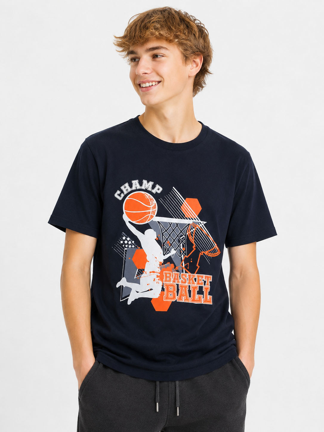 Boys Printed T Shirt Navy