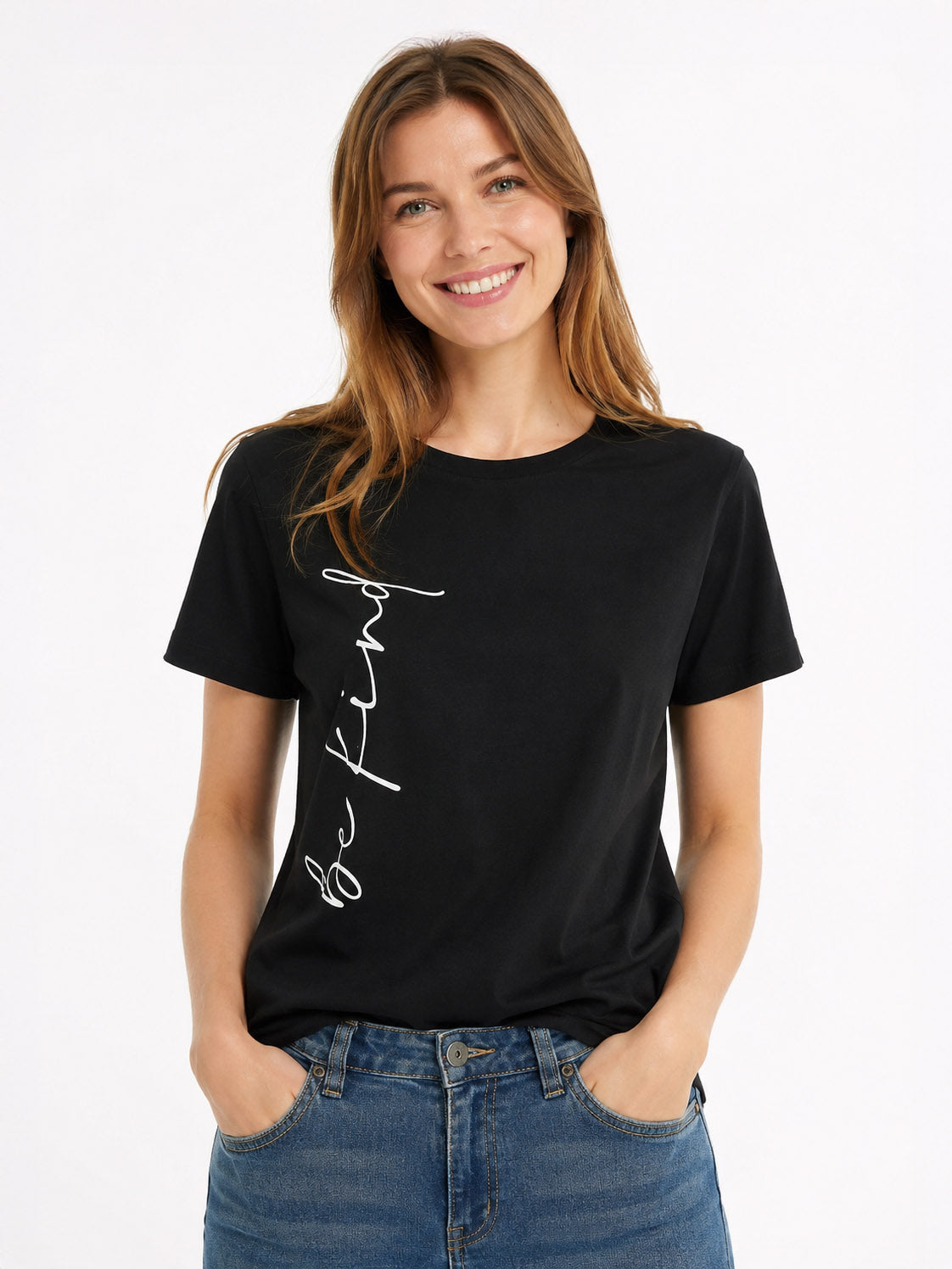 Ladies Printed Top Black