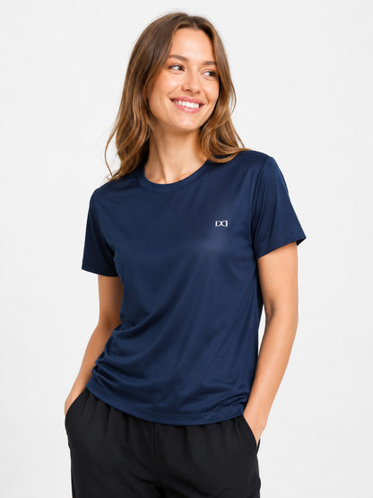 Ladies Stretch Dry Fit Navy T Shirt