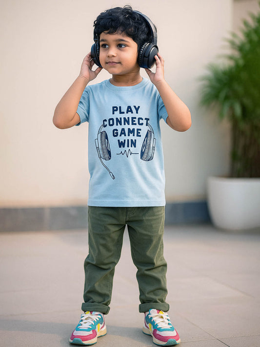 Boys Printed Blue T-Shirt