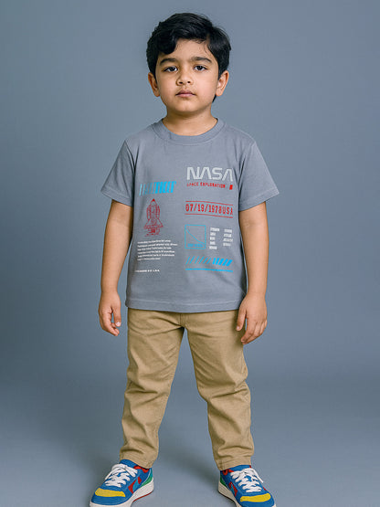 Boys Nasa Printed Grey T-Shirt