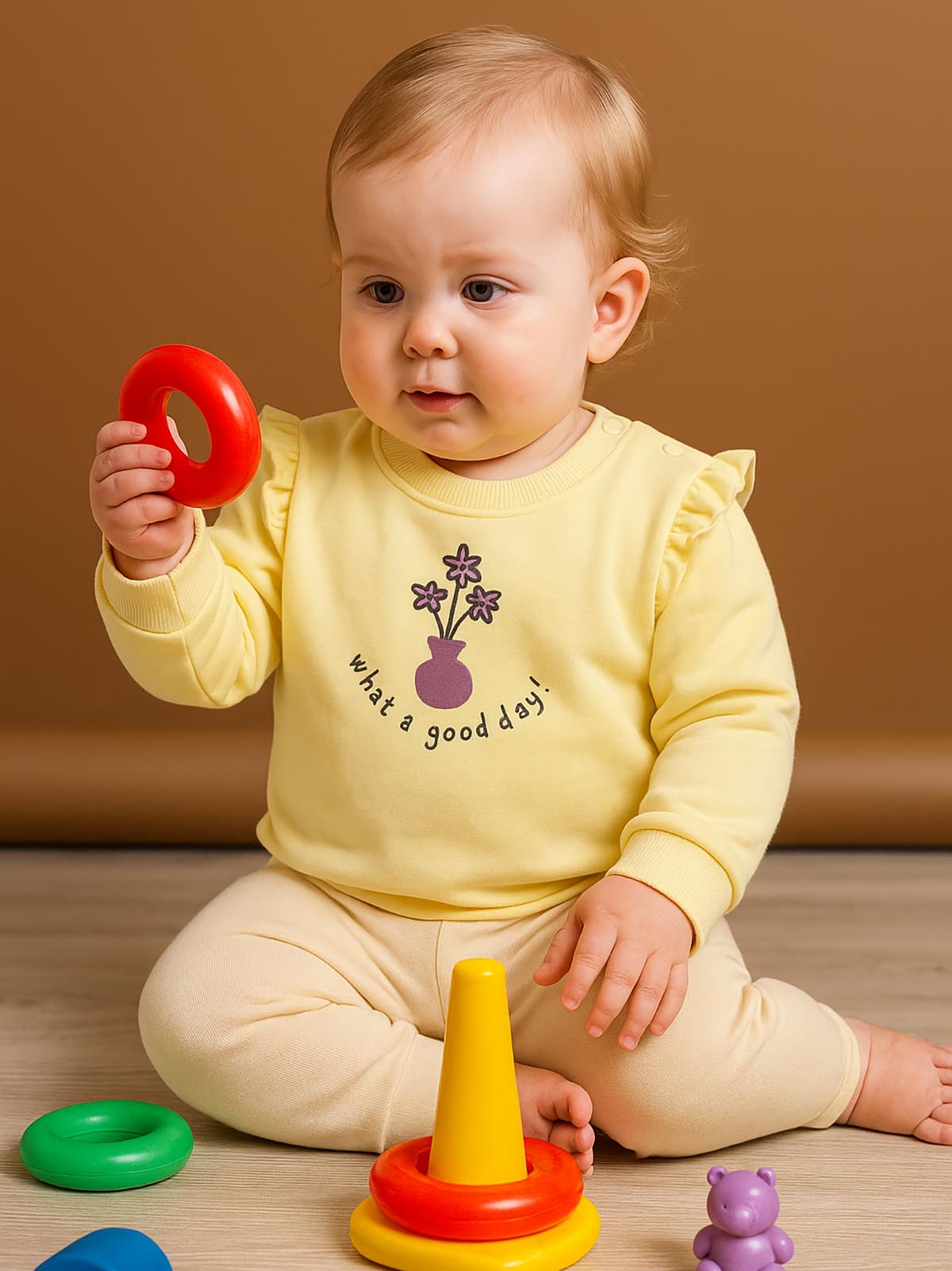 Baby Girls Yellow Pullover Sweatshirt