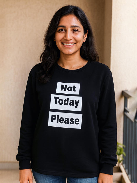 Ladies Printed Pullover Sweatshirt Black