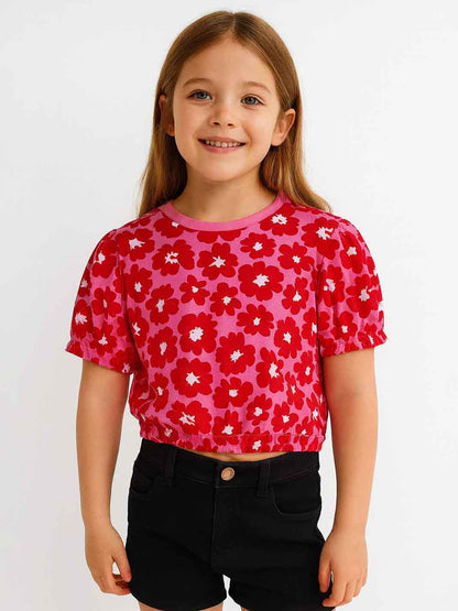 Girls French Terry Pink Crop Top