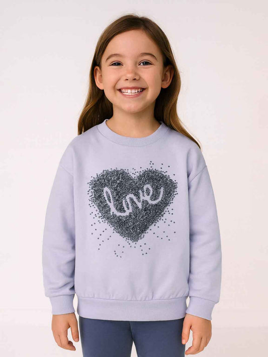 Girls Sequined Pullover Sweatshirt Lilac