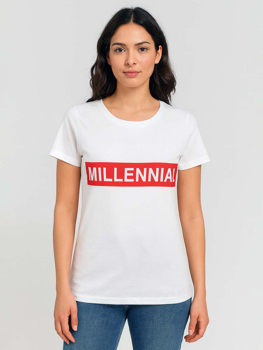 Ladies Printed White T Shirt
