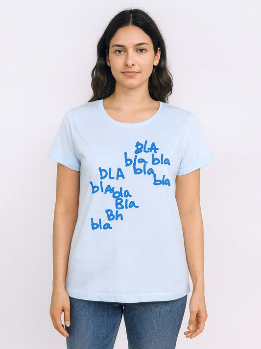 Ladies Printed Sky Blue T Shirt