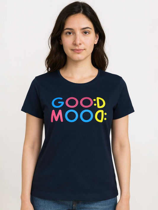 Ladies Printed Navy T Shirt