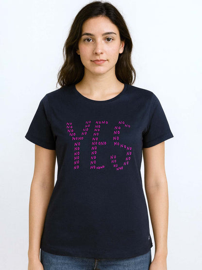 Ladies Printed Navy T Shirt