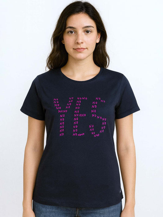 Ladies Printed Navy T Shirt