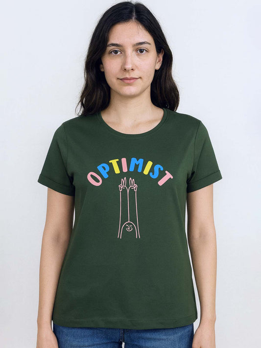 Ladies Printed Olive T Shirt