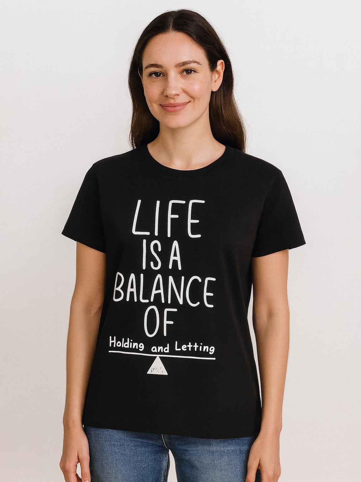 Ladies Printed T Shirt Black