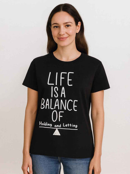 Ladies Printed T Shirt Black