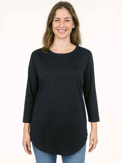 Ladies 3/4th Sleeve Black T Shirt
