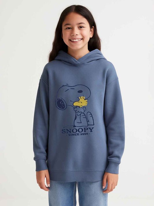 Girls Hooded Fleece Long Sweatshirt