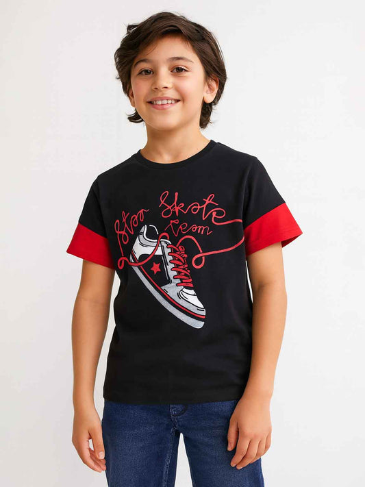 Boys Printed T Shirt Black