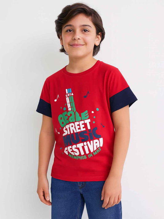Boys Printed T Shirt Red