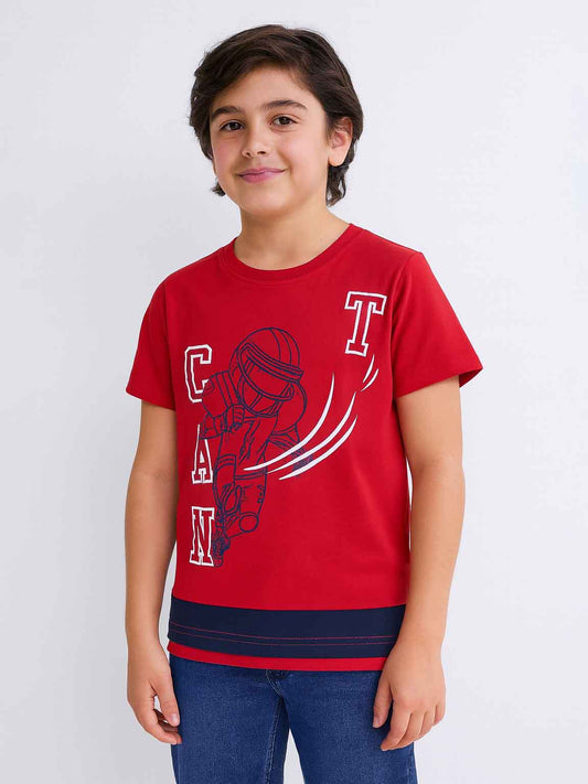 Boys Printed T Shirt Red