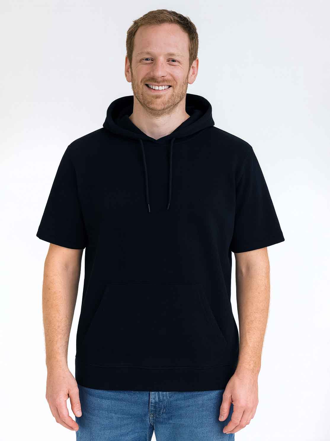 Mens French Terry Hooded Black Sweatshirt