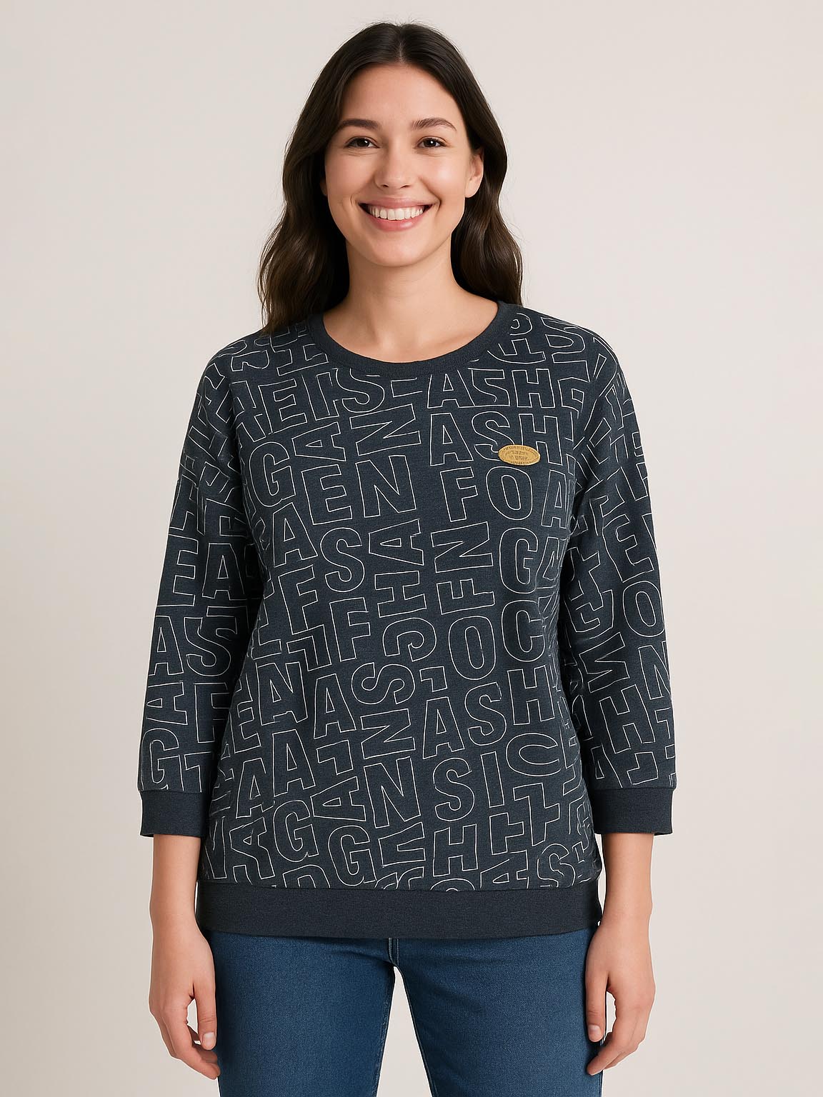 Ladies Printed 3/4th Sleeve top