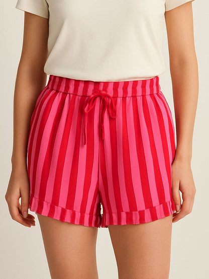 Ladies Striped Woven Shorts