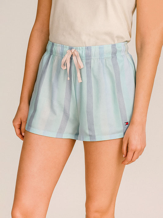 Ladies Pastal Multi Striped Woven Shorts