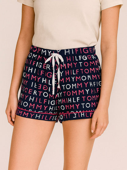 Ladies NAVY AOP Woven Shorts