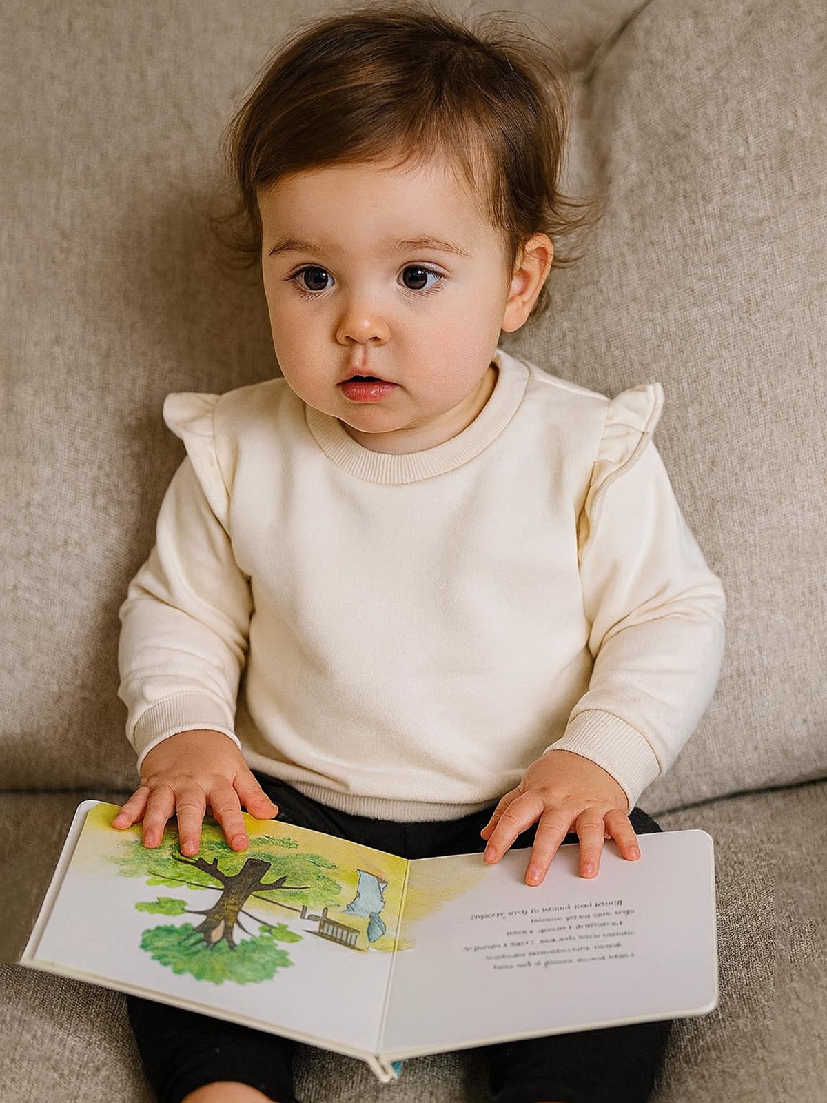 Baby Girls Beige Pullover Sweatshirt