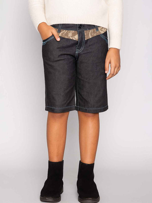 Girls Denim Woven Long Shorts