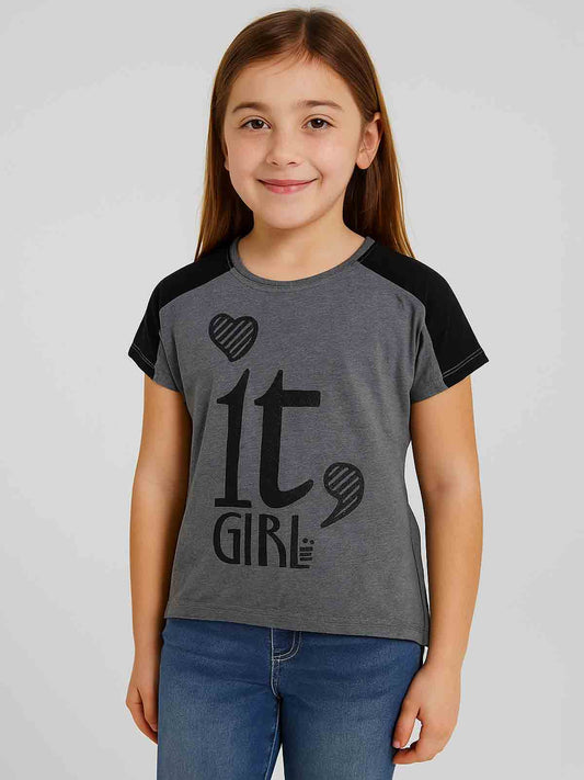 Girls Glitter Printed T-Shirt