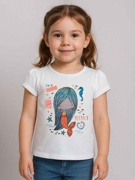 Girls Glitter Printed T Shirt