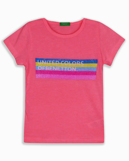 Girls Printed Pink T Shirts