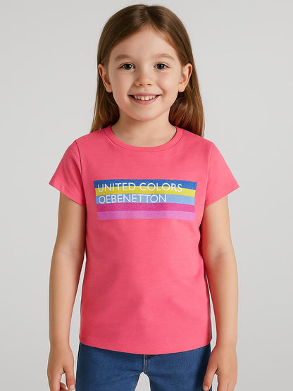 Girls Printed Pink T Shirts