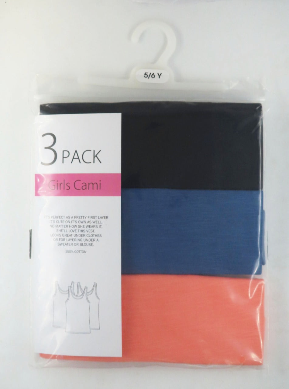 Girls 3 Pack Sleeveless Tops