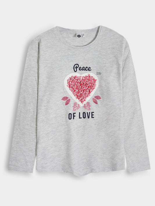 Girls Long Sleeve Applique Top