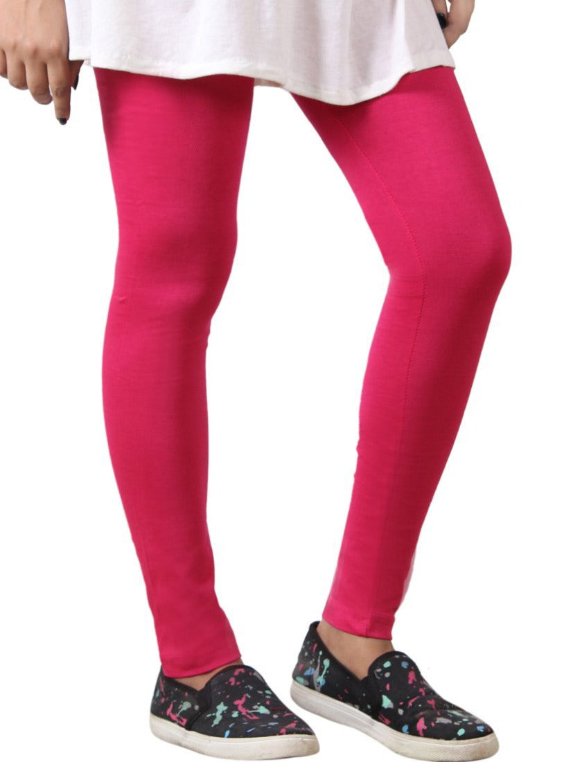 Girls Stretch Leggings Dark Pink